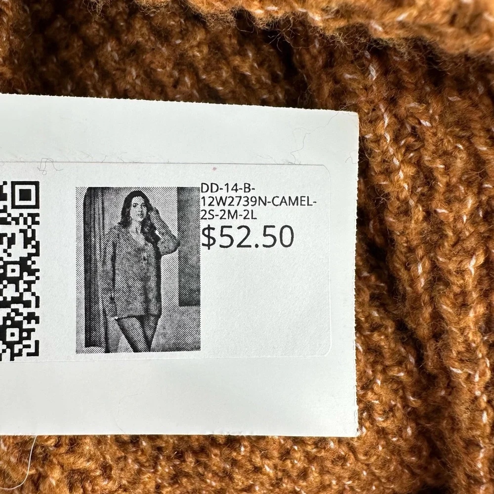 New In Camel Knit Sweater size Small Button Detail Long Sleeves NWT V Neck